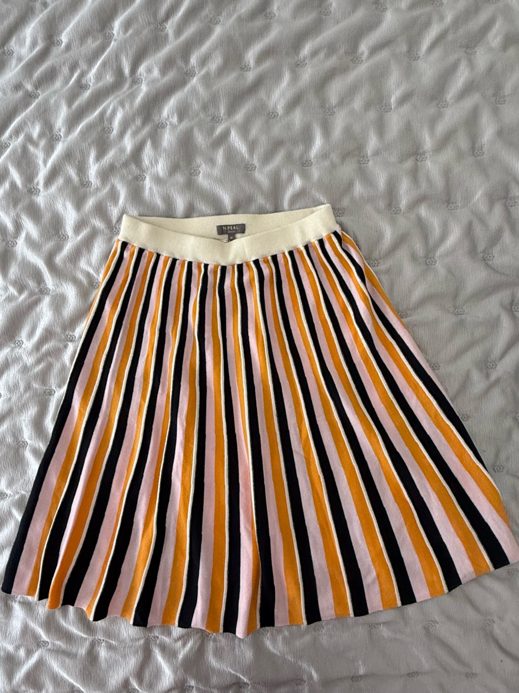 N.Peal Cream Striped Wool & Cashmere Midi Skirt Size M — image 3 of 6
